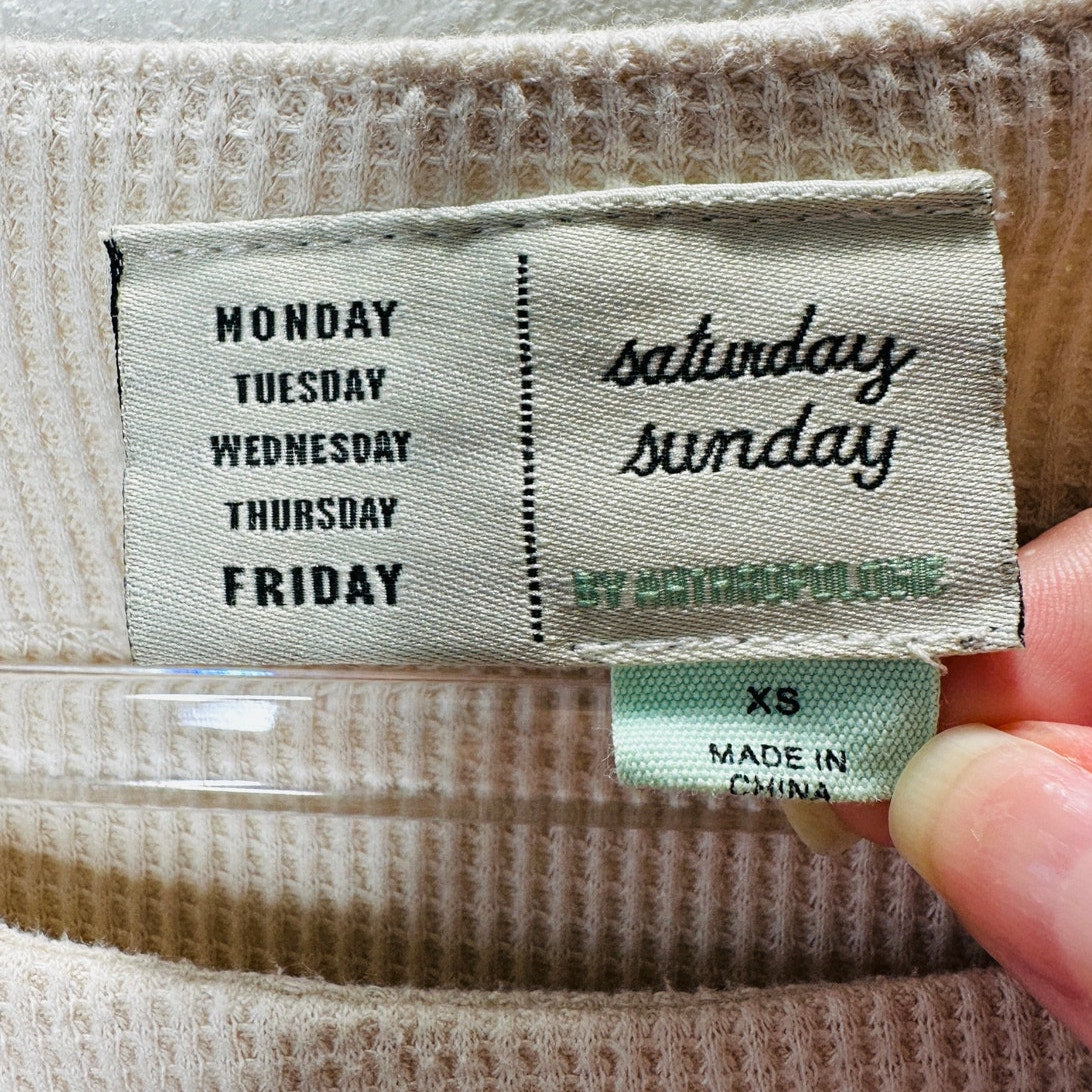 Saturday/Sunday Cream Catrina Thermal Long Sleeve Waffle Top XS