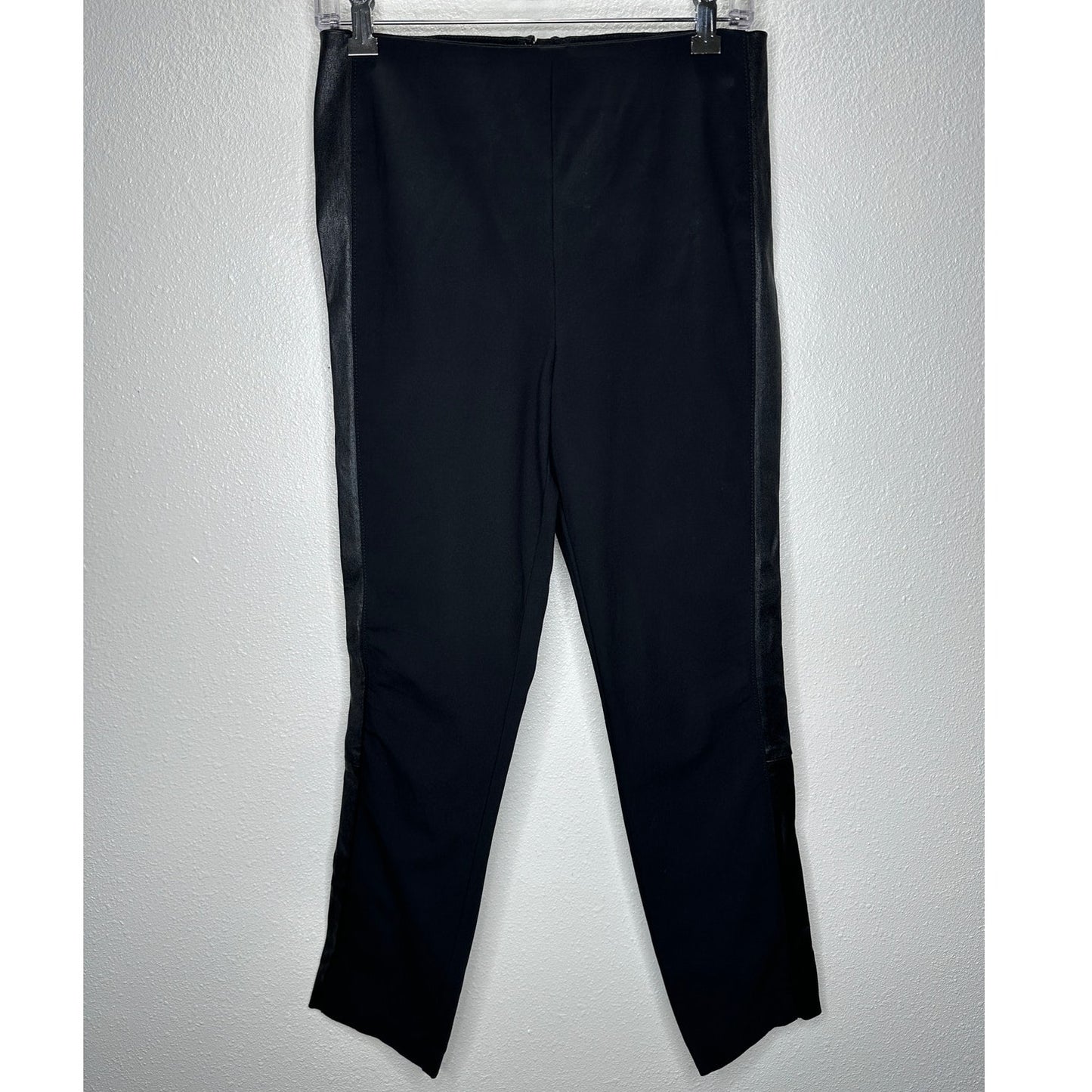 Rag & Bone Black Lamb Leather Side Stripe Back Zip Stretch Pants 8