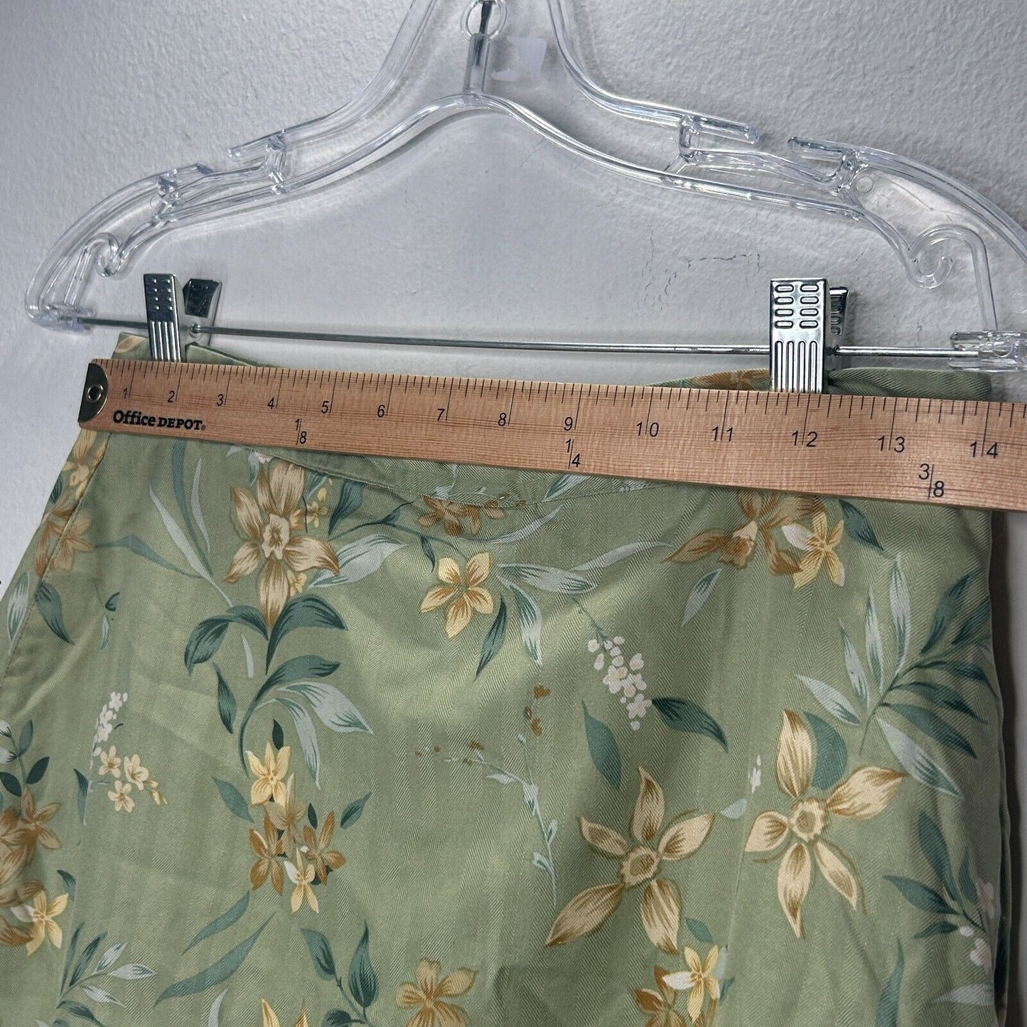 EP Pro 100% Silk Green Yellow & Cream Floral Golf Mini Skirt Skort 4