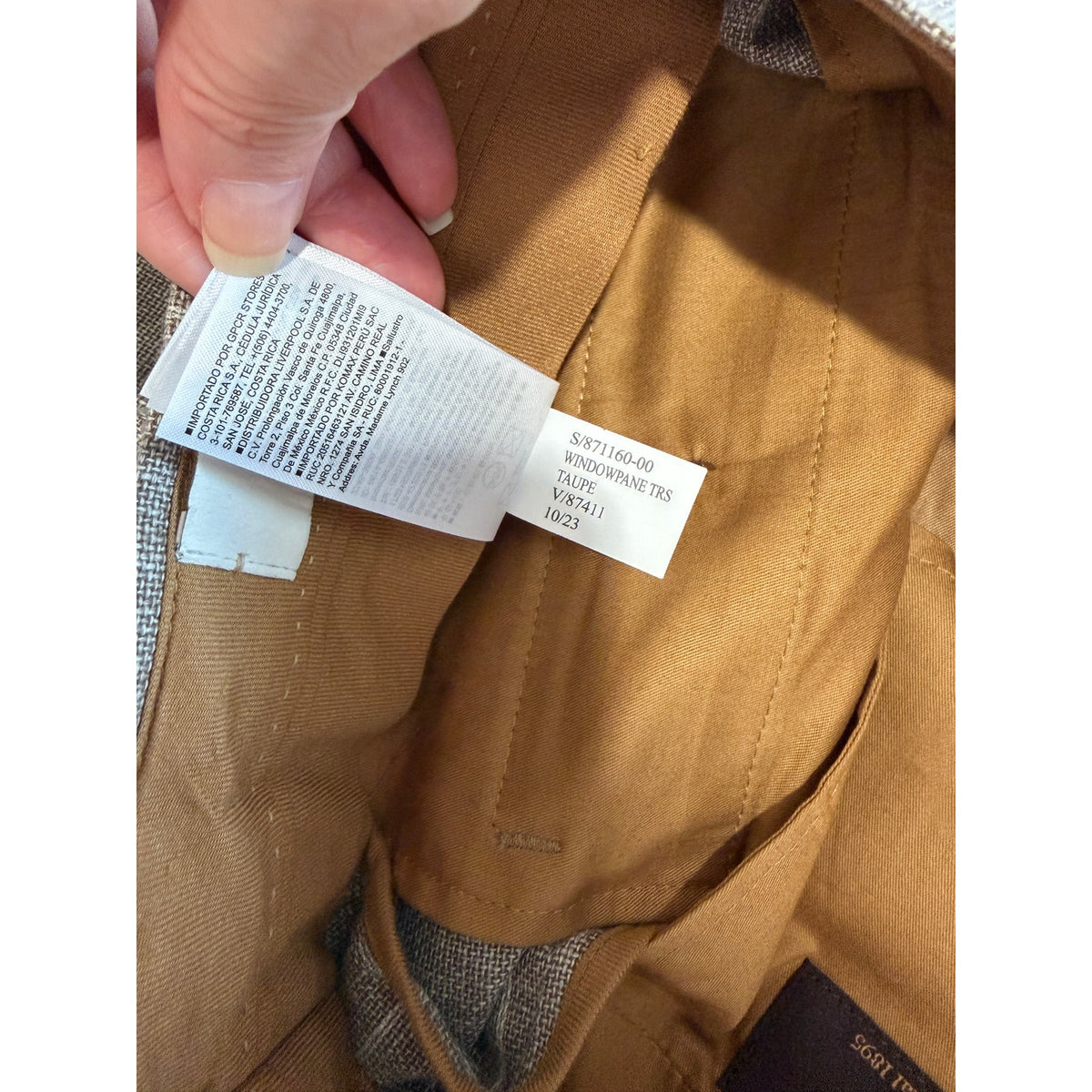 Banana Republic Taupe Windowpane Trousers Men 31x32