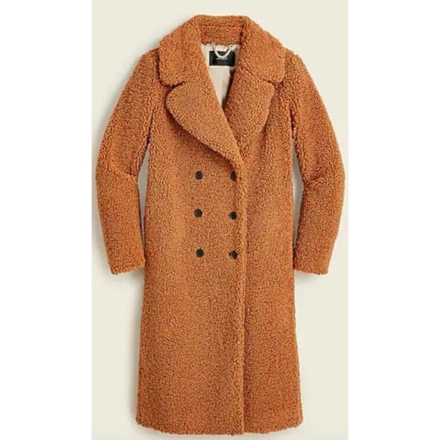 J. Crew Double Breasted Camel Adobe Clay Collared Teddy Sherpa Long Topcoat S