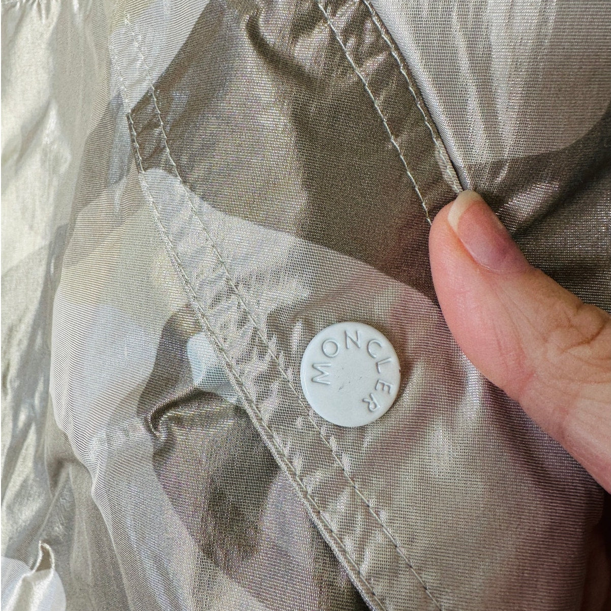 Moncler Menchib Metallic Camo Hooded Jacket Sand Cream Lightweight Zip Coat