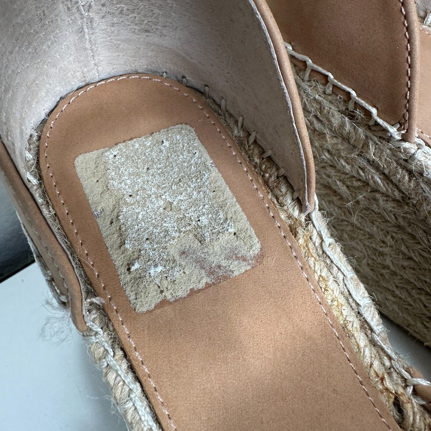 Marc Fisher Cute Tan Adalyne Platform Leather Open Toe Espadrille Wedges 7.5