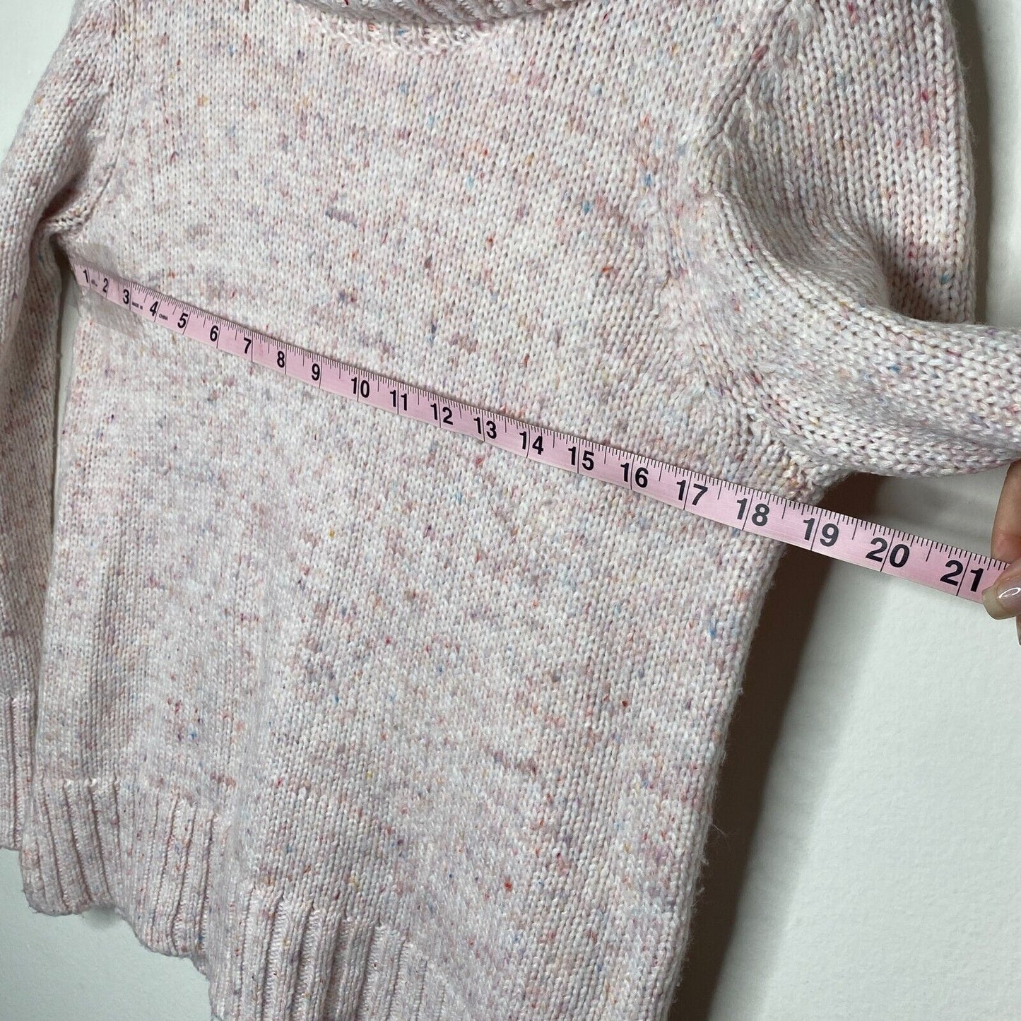 Loft Pink Multi-Color Pastel Shimmery Long Sleeve Boxy Cowl Neck Sweater Medium