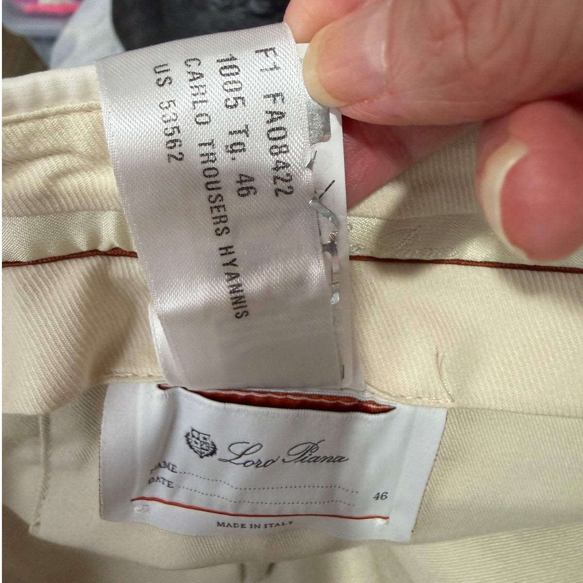 Loro Piana Carlo Stretch Cotton Trousers Light Cream Stone Men's US 30
