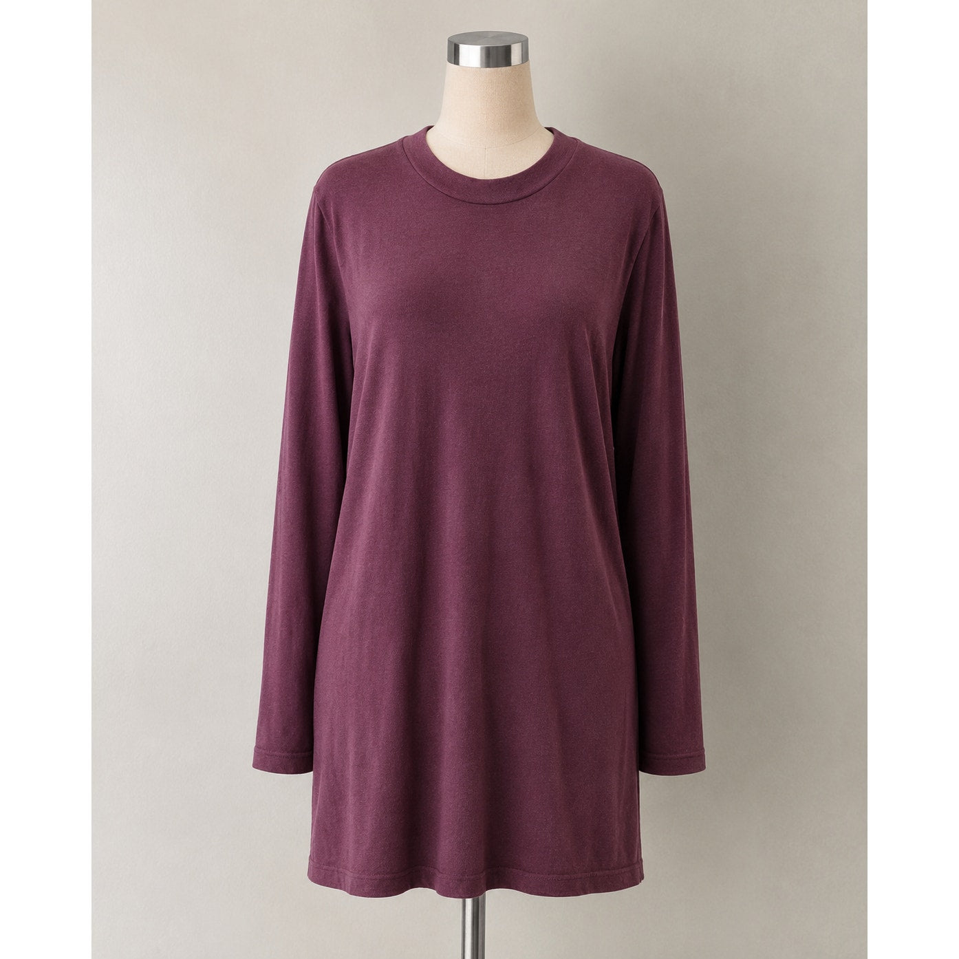 Cotton Citizen Tokyo Eggplant Crew Neck Long Sleeve Cotton Mini Shirt Dress S