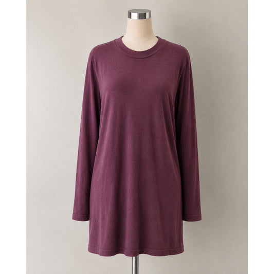 Cotton Citizen Tokyo Eggplant Crew Neck Long Sleeve Cotton Mini Shirt Dress S
