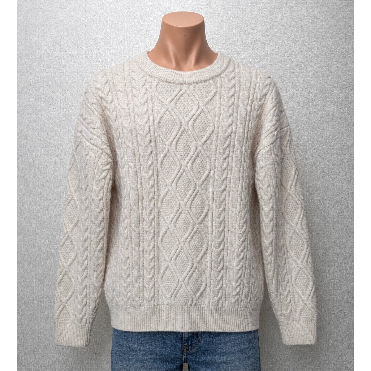 Aelfric Eden Cream Cable Knit Crewneck Sweater L