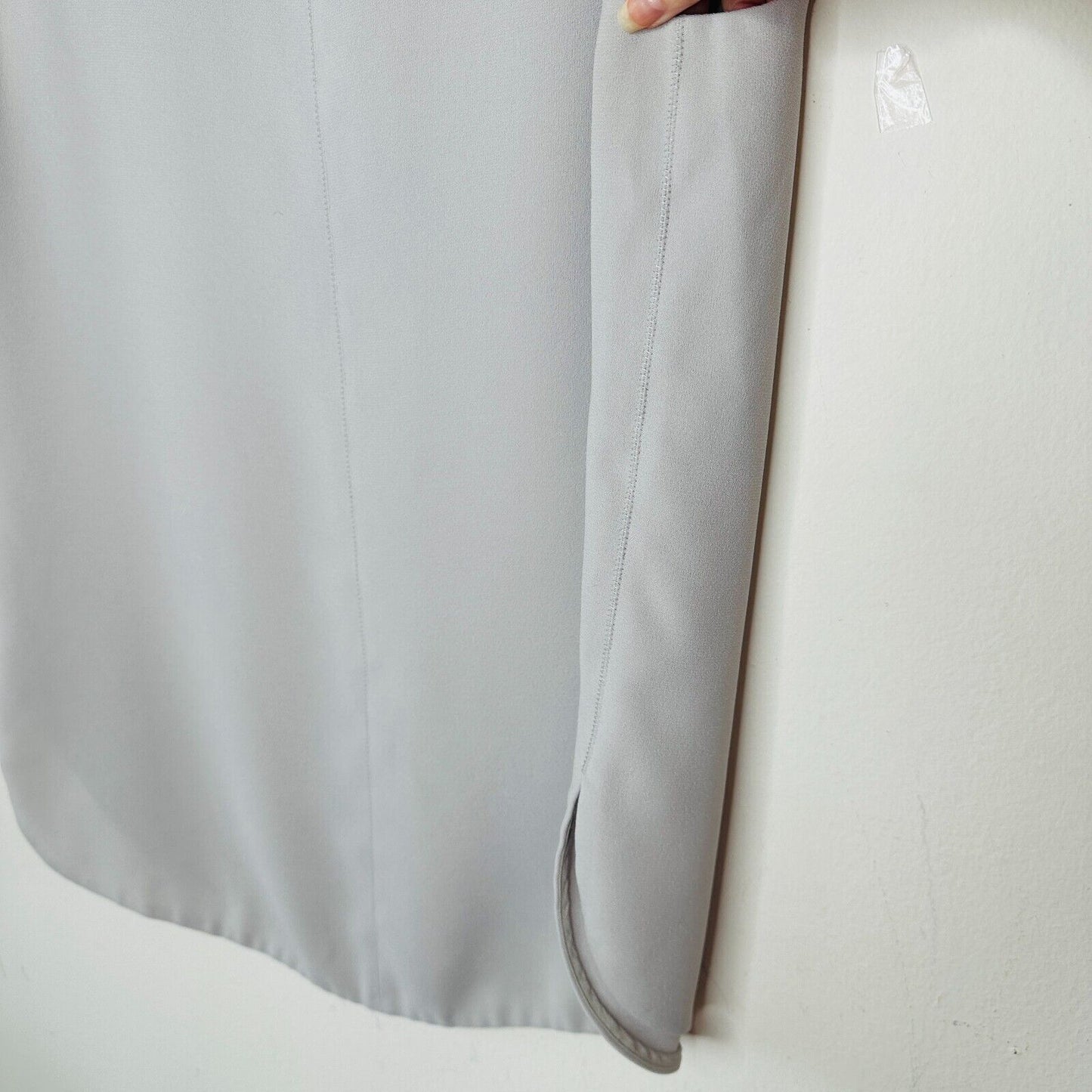 Stone Gray Sleeveless Blouse Shoulder Zip Detail Split Curve Hem Light Weight S