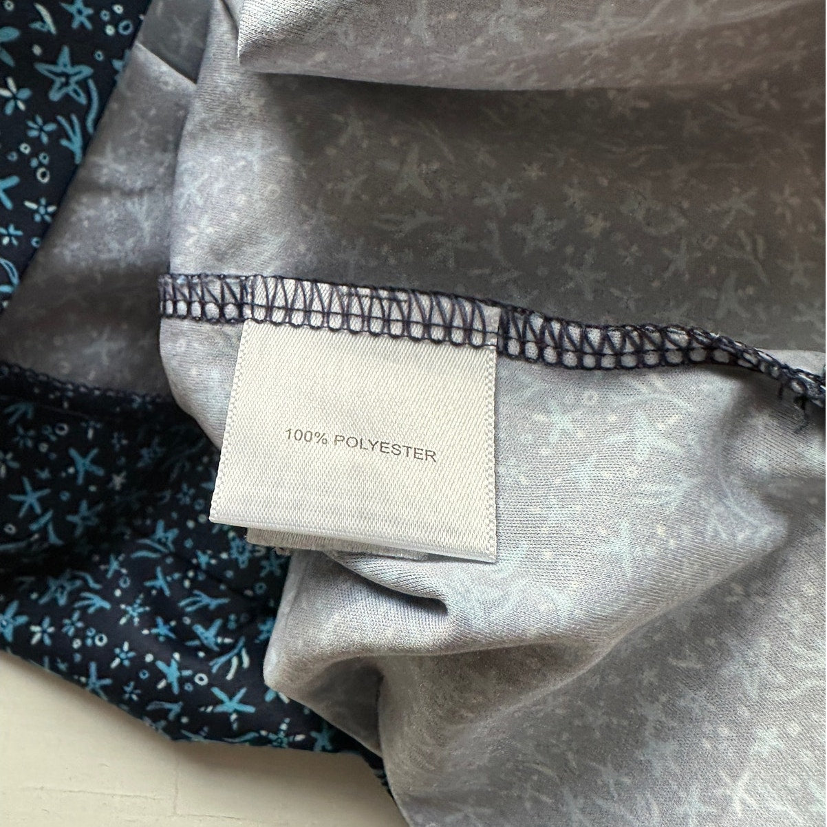 Black with Blue Ocean Starfish Print Polo Golf Shirt Short Sleeve Large