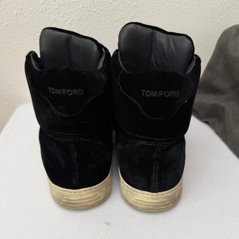 Tom Ford Black Suede High Top Sneakers Size EU 44