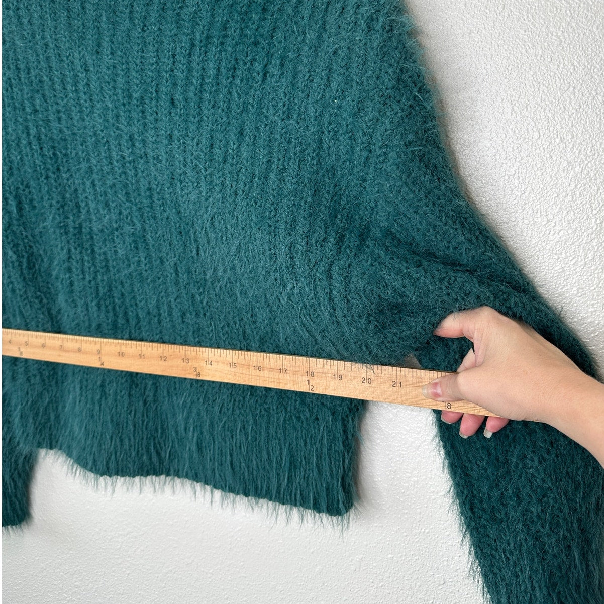 Express Green Fuzzy Long Sleeve Mock Neck Crop Sweater XS