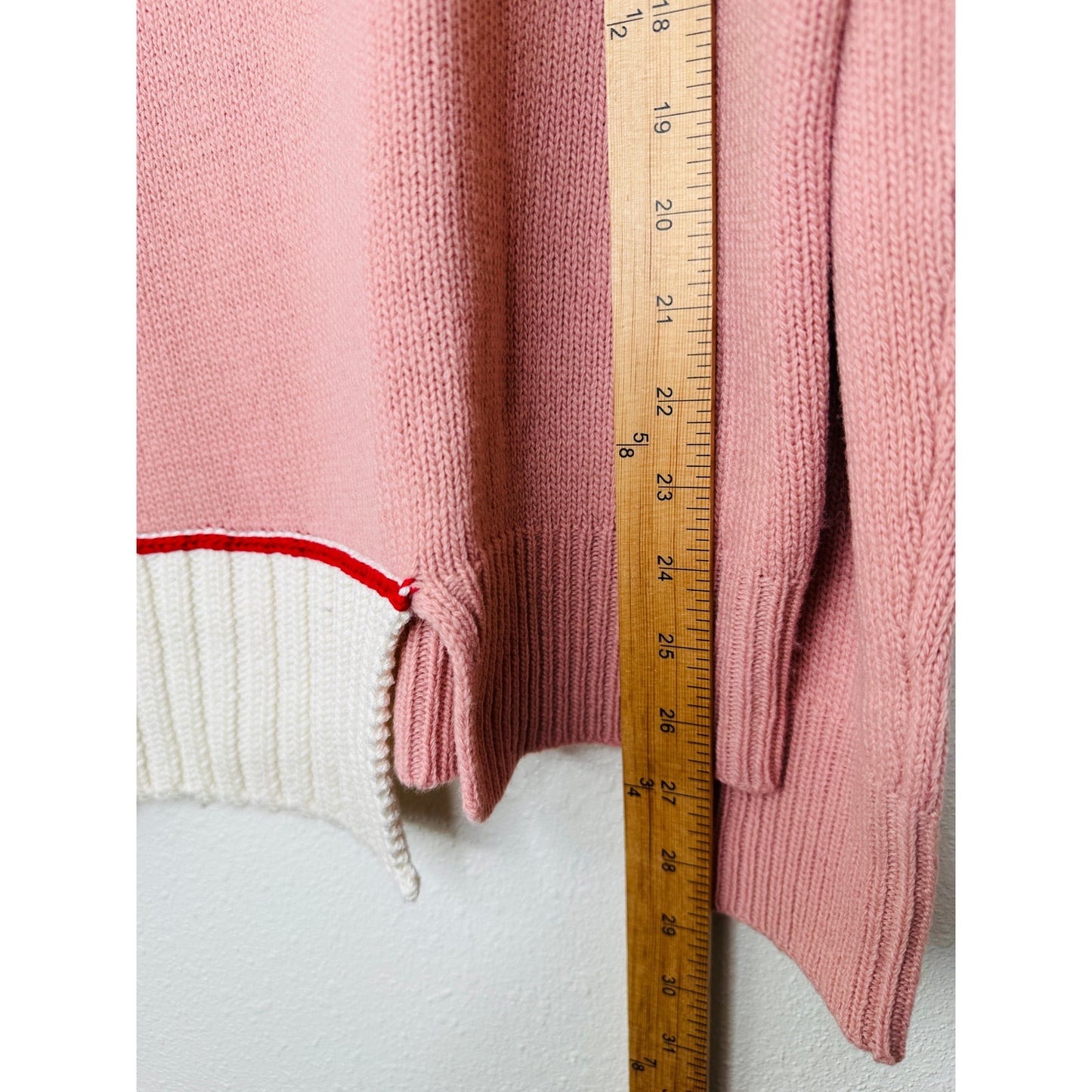 Marni Pink Cream Red Asymmetrical Neck & Hem Long Sleeve Sweater 46 / 10