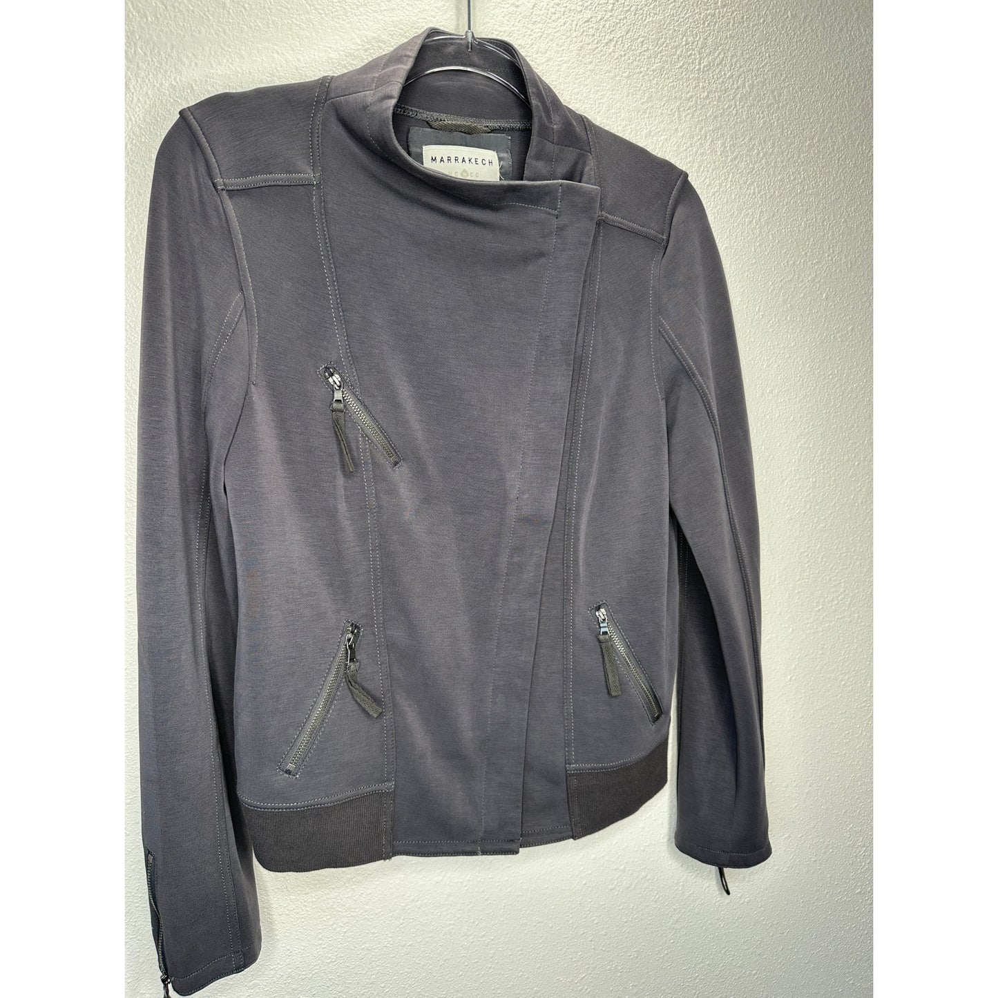 Marrakech Utility Moto Jacket Gunmetal Gray Ultra Soft Stretch Zip XS