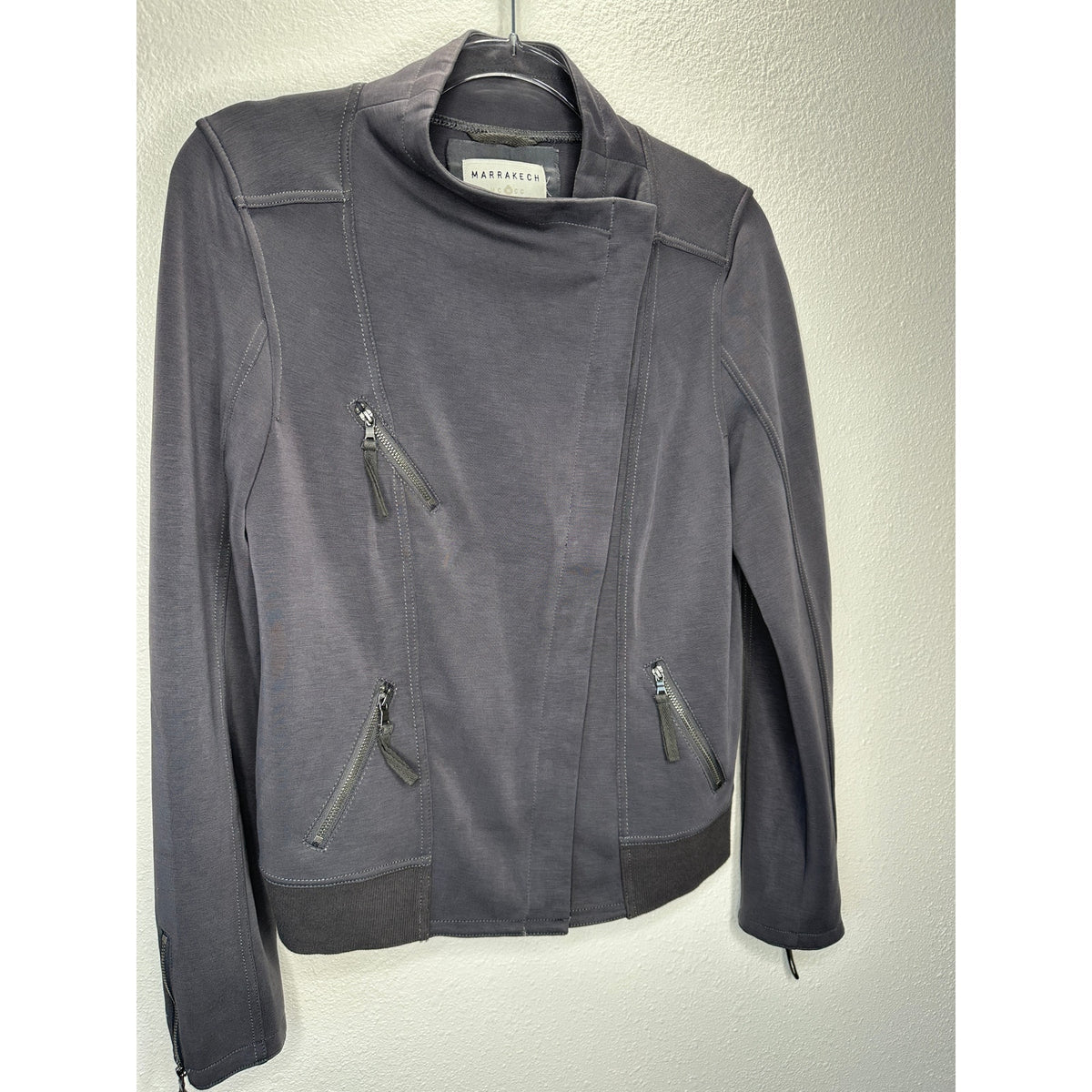 Marrakech Utility Moto Jacket Gunmetal Gray Ultra Soft Stretch Zip XS