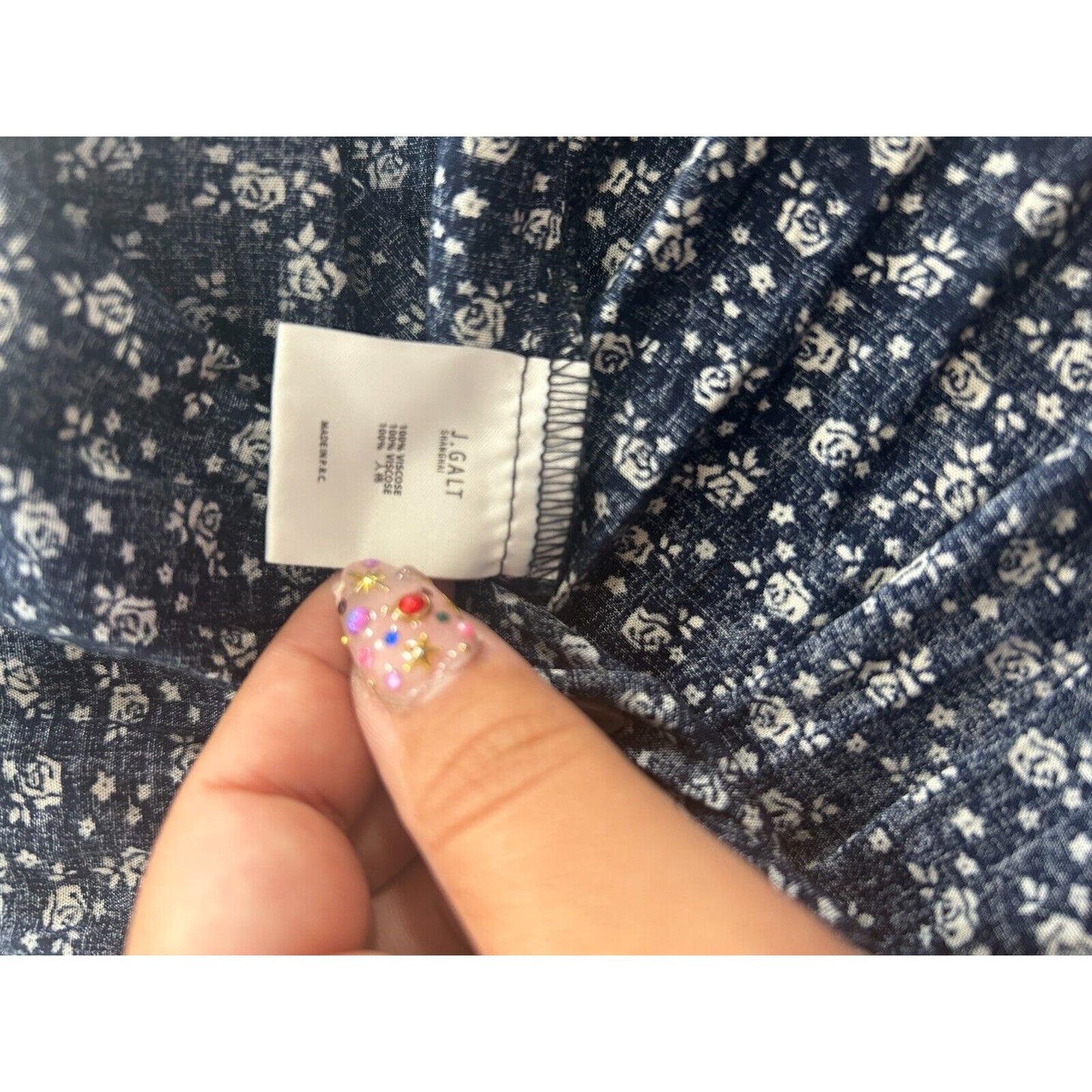 John Galt Navy Cream Floral Colleen Sleeveless Mini Summer Dress Scoop Neckline