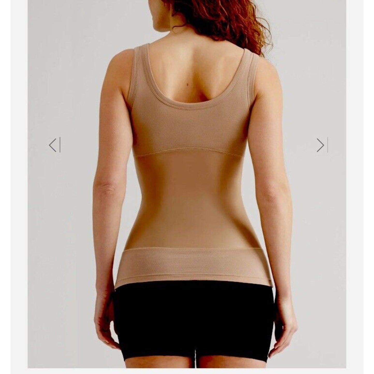 Yummie Tummie Boyfriend Tan Spaghetti Strap 3-Panel Shaping Tank Scoop Top Med