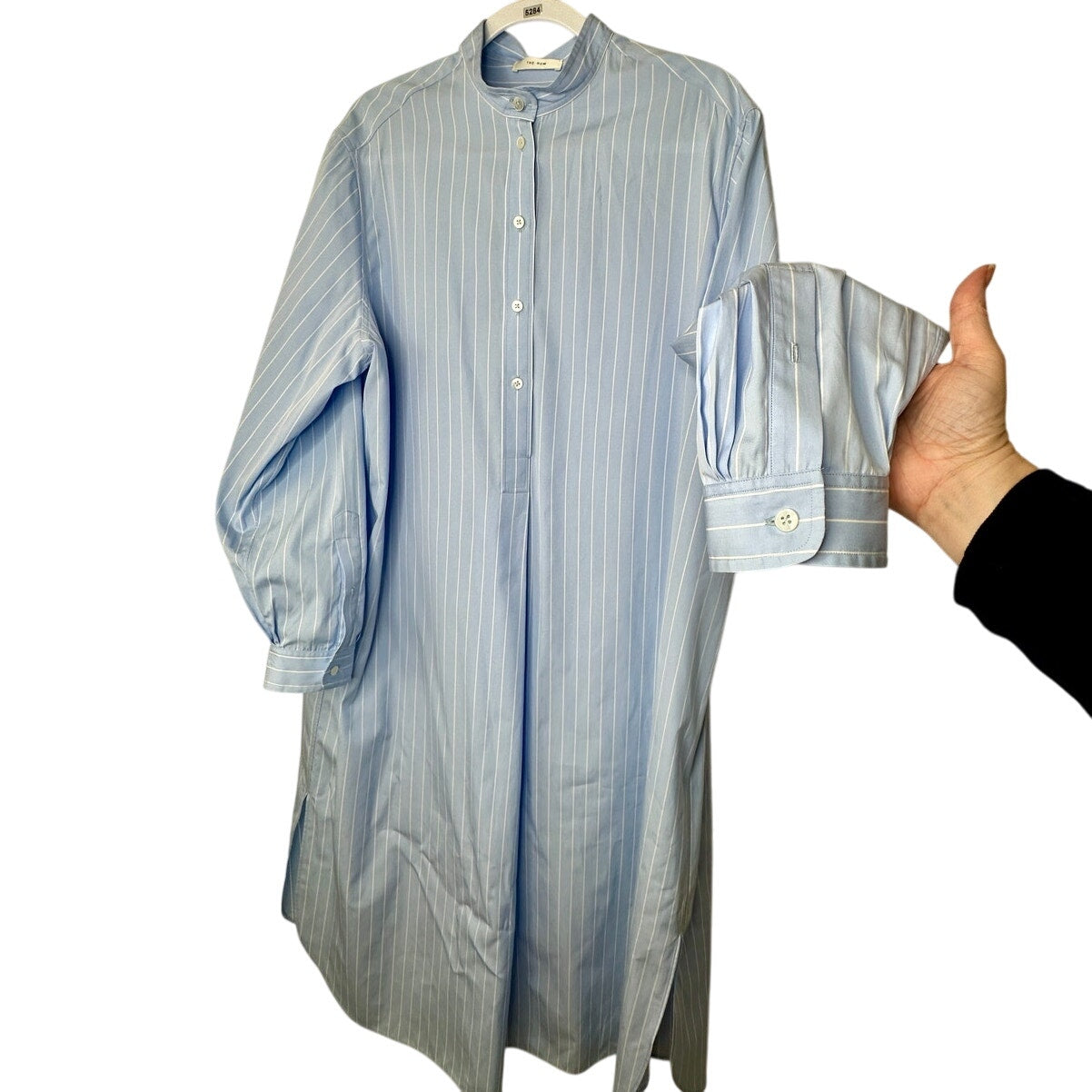 NWT The Row Karl Blue & White Stripe Long Sleeve Shirt Dress L