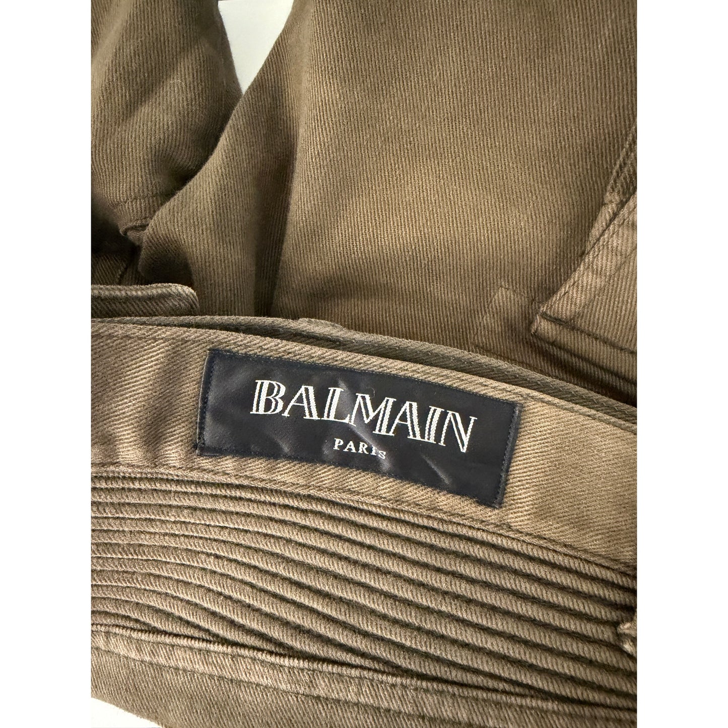 Balmain Olive Biker Cargo Pants Men's 34