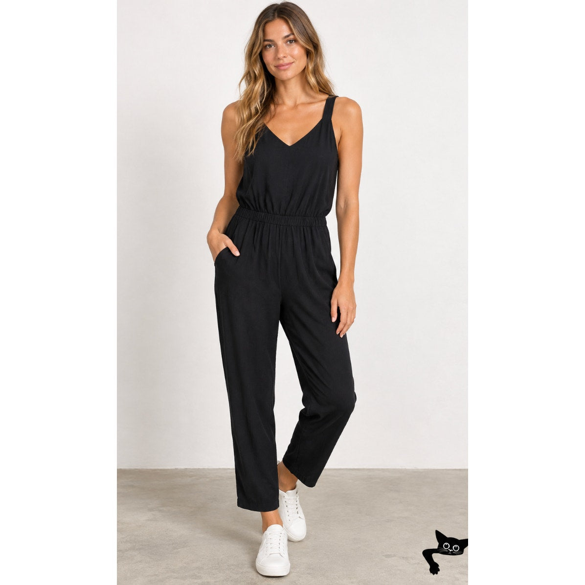 Jack Black Rayon Overall Jumper V-Neck Elastic Waist Side Slash Pockets Small