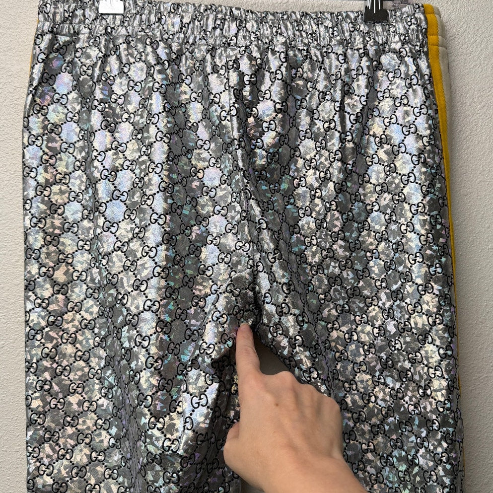 Gucci Silver GG Crystal Jogger Pants Men's M