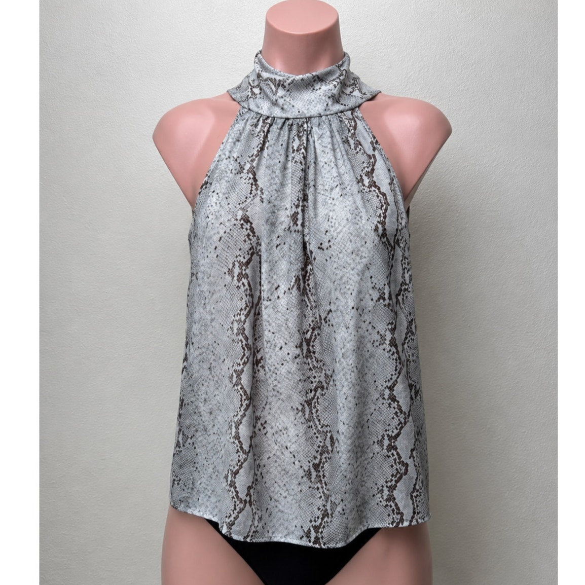 NWT Bishop + Young The Rain Python Tie Neck Sleeveless Blouse S
