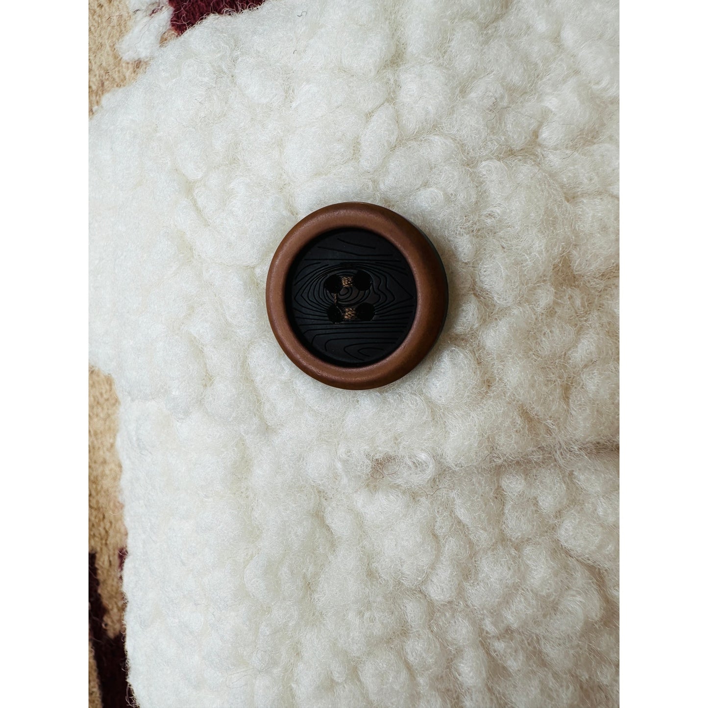 a. peach Tan Ivory Burgundy Southwest Print Button Collared Sweater Jacket S