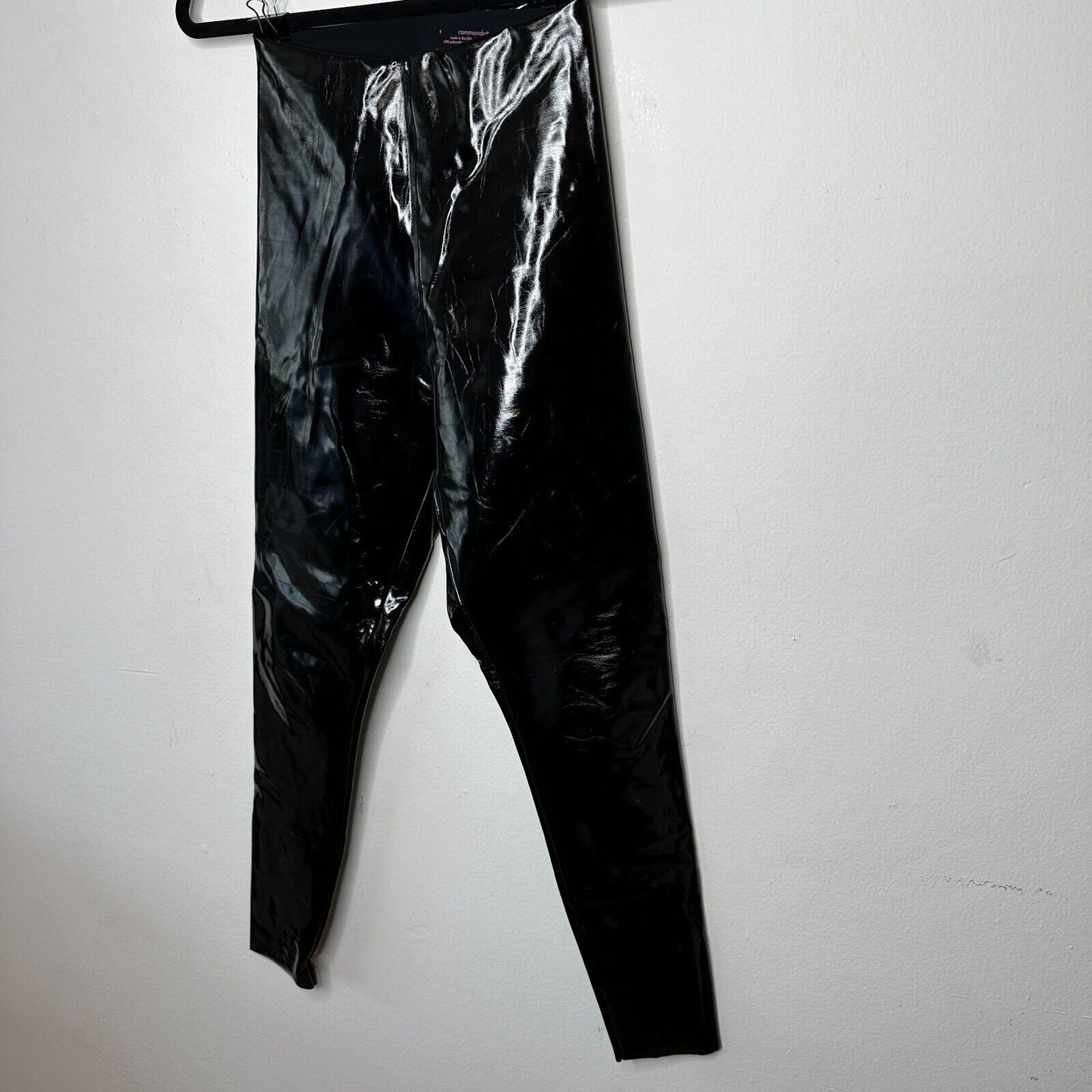 Commando Black Shiny Crackle Faux-Patent Legging High Shine High Rise Stretch SM