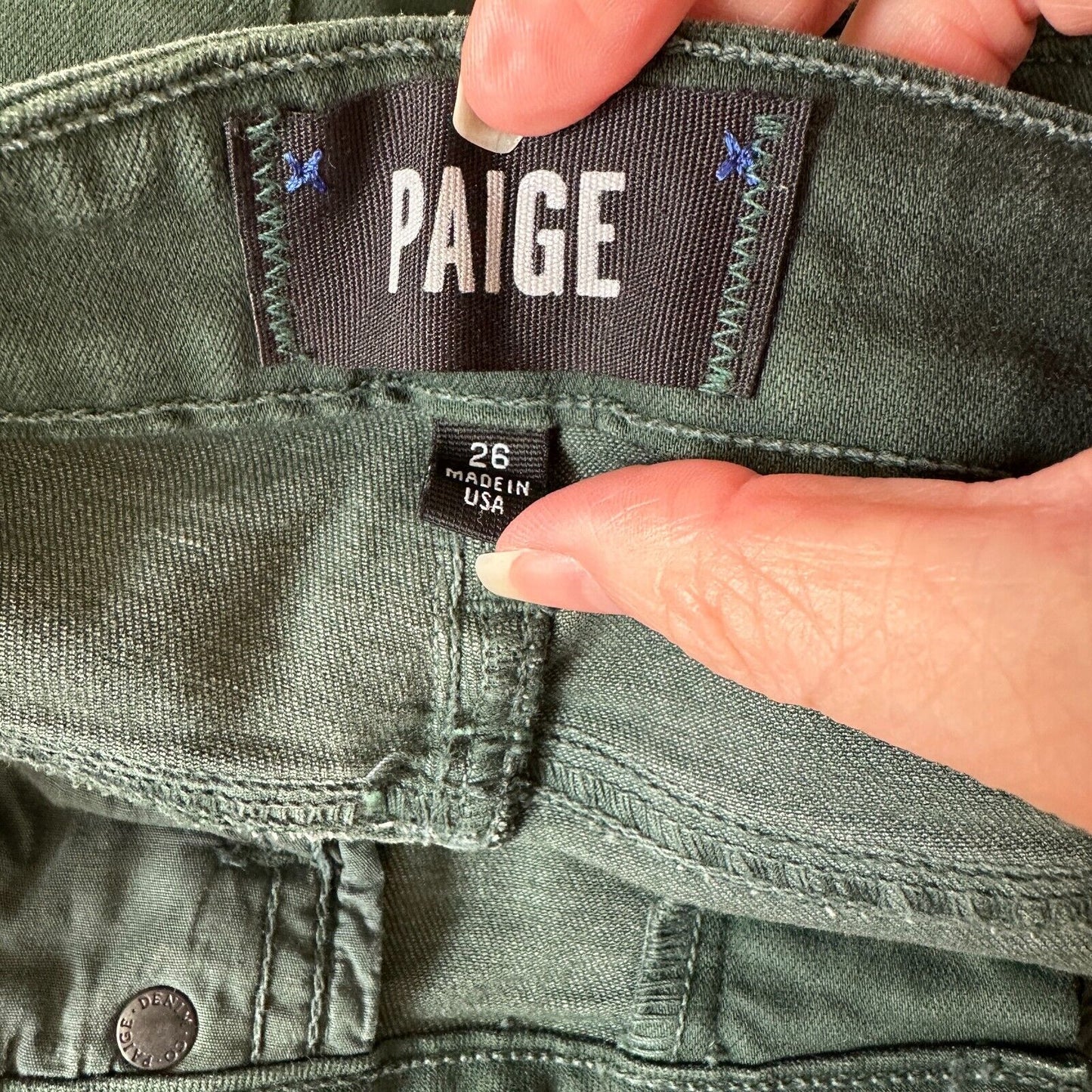 Paige Green Petite Verdugo Ankle Faded Little Pine Skinny Mid Rise Jean 26P
