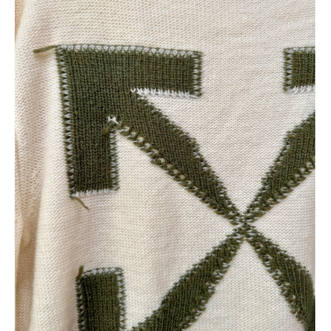 Off-White Reverse Arrow Diag Knit Crew Sweater White / Green