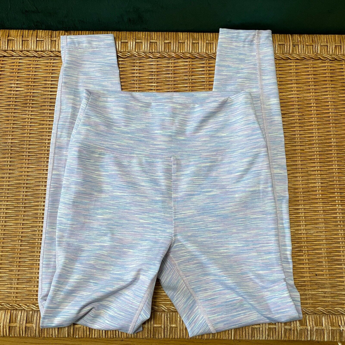 Outdoor Voices Techsweat 7/8 Activewear Legging Striped Pale Blue Pink Small