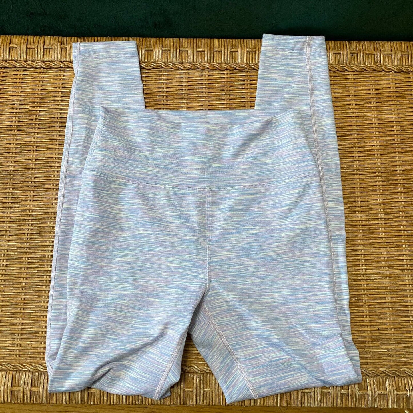 Outdoor Voices Techsweat 7/8 Activewear Legging Striped Pale Blue Pink Small