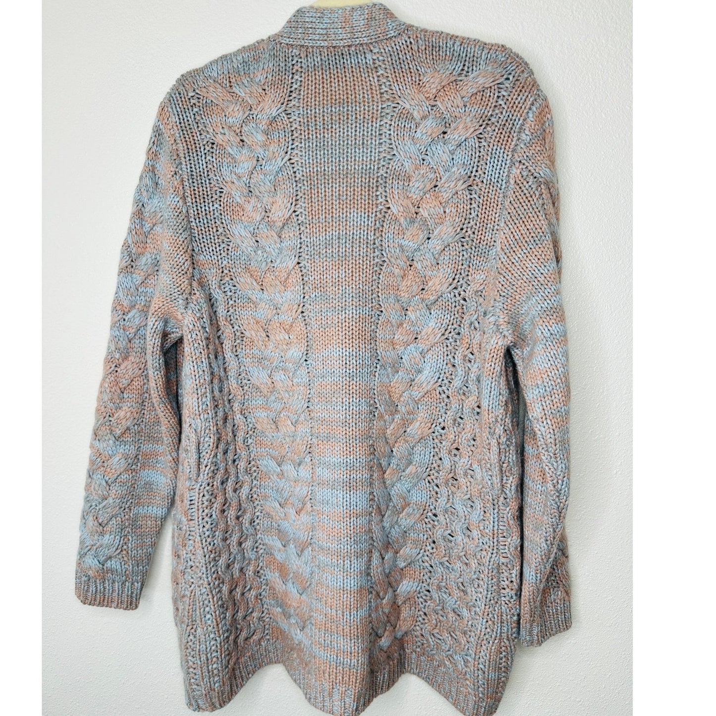Gabriela Hearst Aguirre Blue Peach Cable Knit Cashmere Cardigan Sweater Large