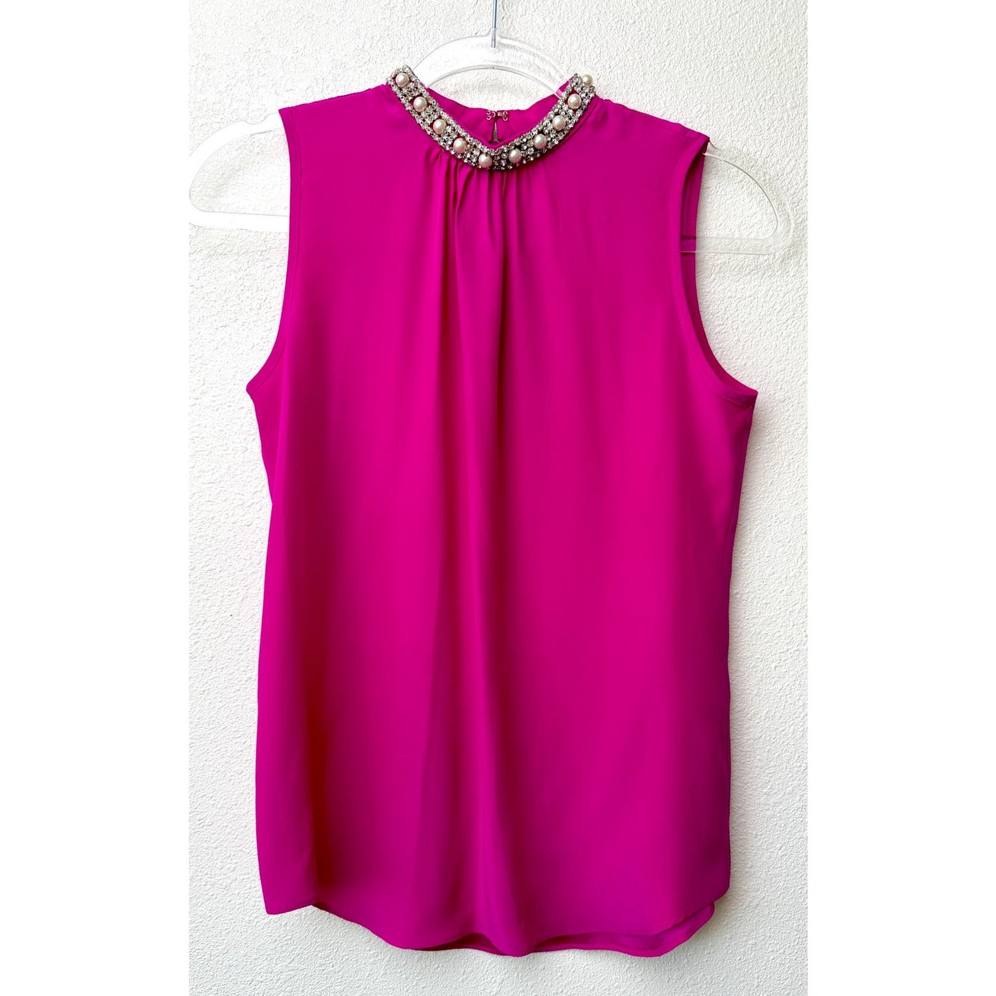Amanda Uprichard Silk Pearl High Neck Blouse US S Pink
