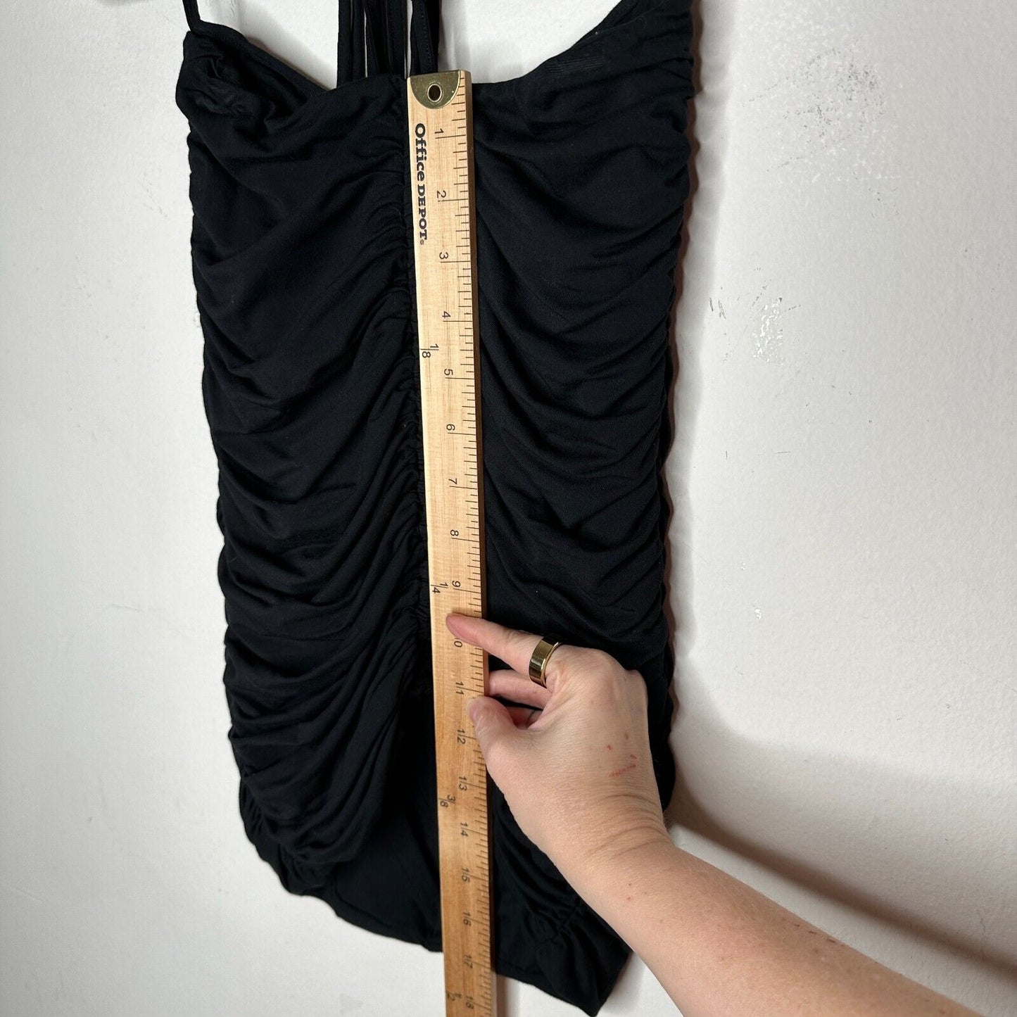 I.AM.GIA Black Ruched Mid-Rise Fitted Wrap Self Tie Waist Wrap Skirt XS