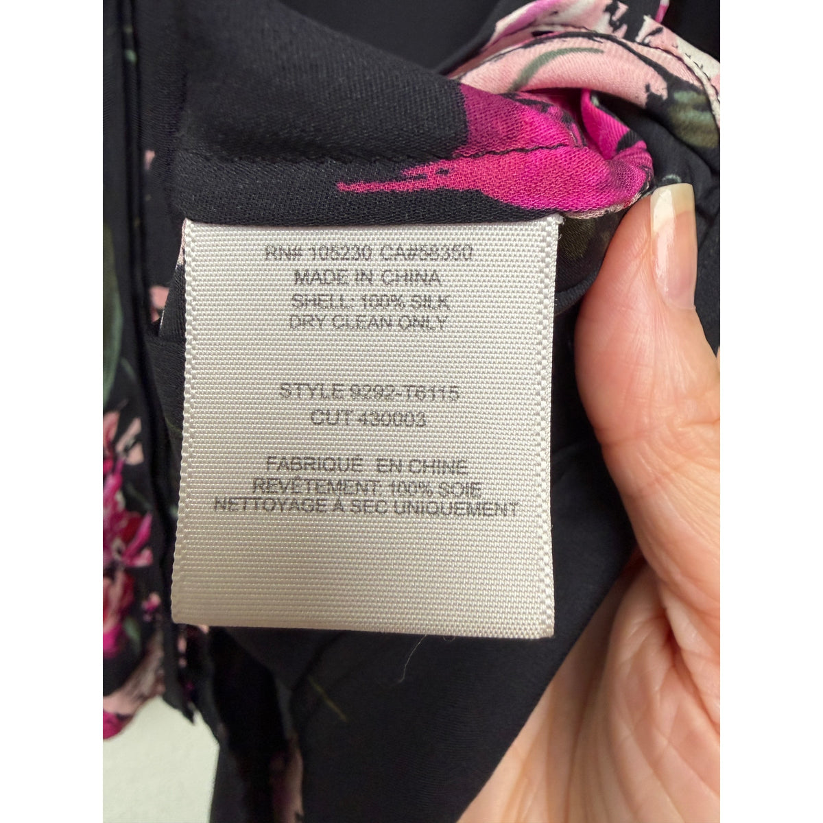 Joie Black Pink Floral Silk V Neck Blouse Women S