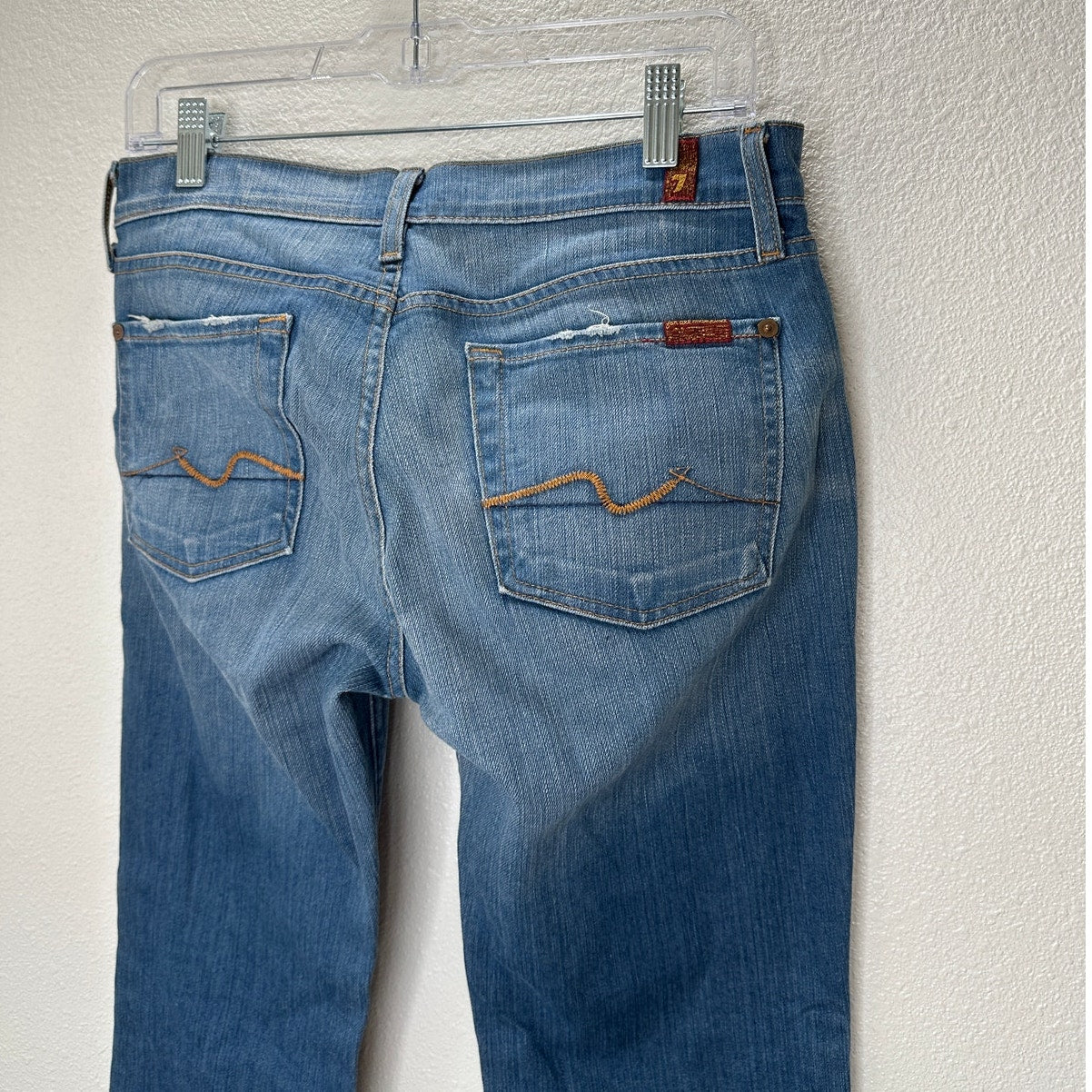 7 For All Mankind Light Medium Wash Boot Cut Flare Jeans Low Rise 30