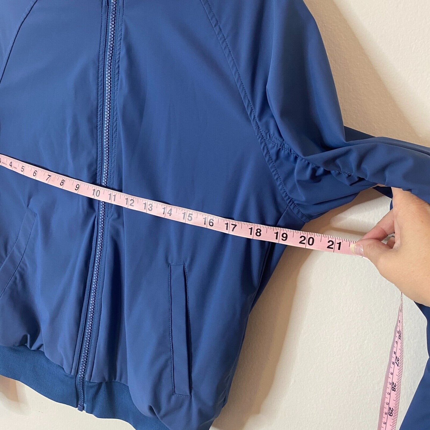 Lite Weight Blue & Lilac Reversible Zip Hoodie Windbreaker Jacket Ruche Sleeves
