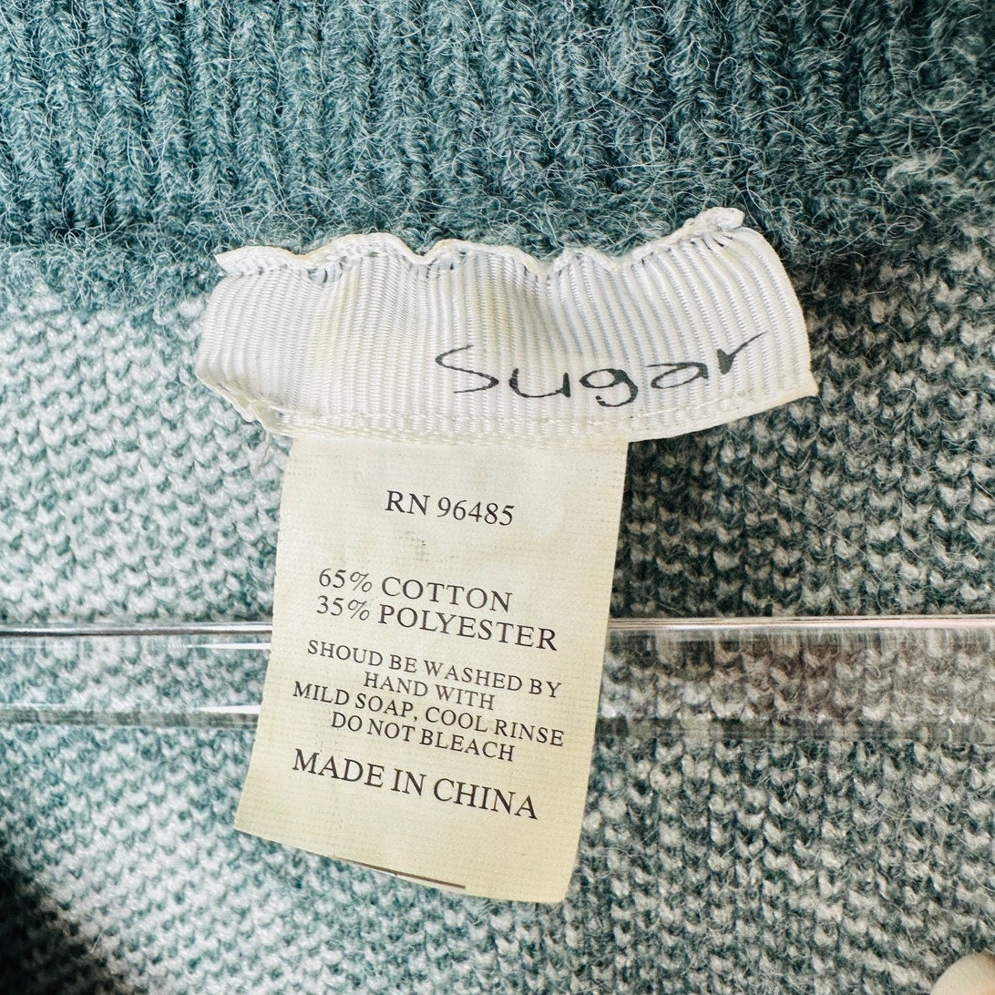 Sugar Muted Sage Green White Cream Argyle VNeck Sweater Vest