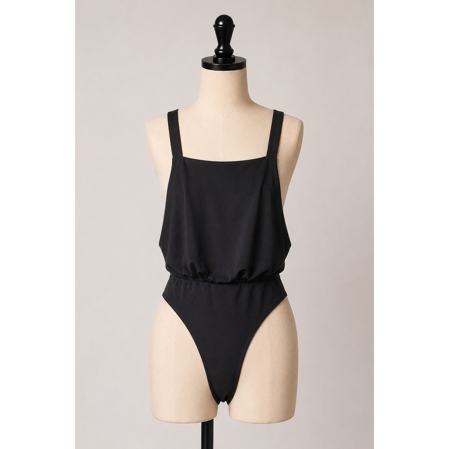 CQ by CQ Sexy Black Square Neck Low Back Zip Bodysuit Medium