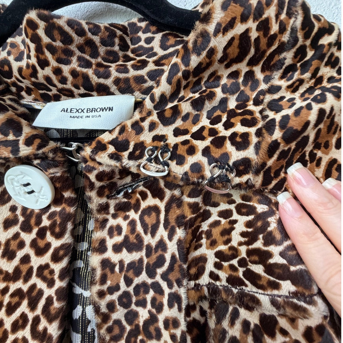 Alexx Brown Leopard Calf Hair Maxi Coat Women's US L/XL