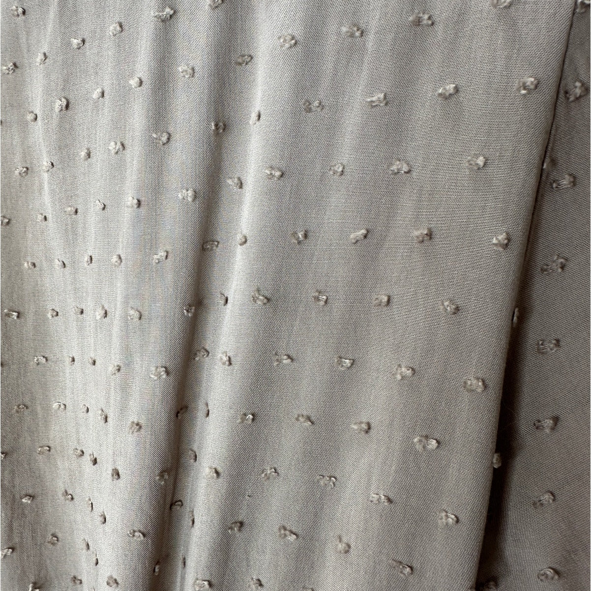 Alice Rinaldi Taupe Tonal Polka Dot Short Sleeve Faux Wrap Ruffle Dress M