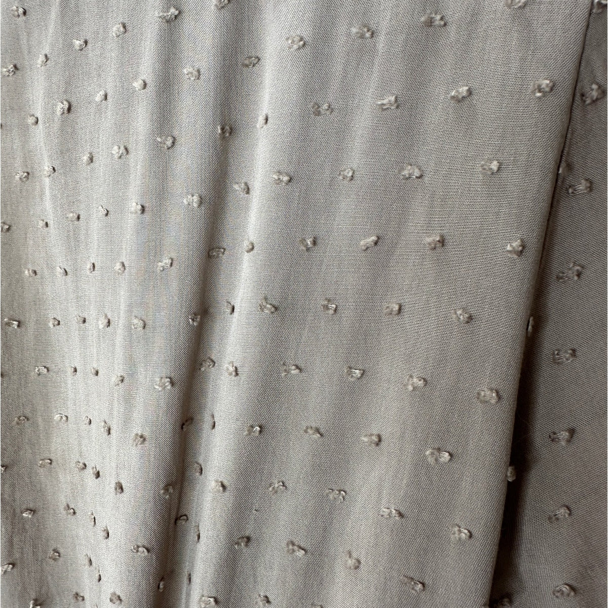 Alice Rinaldi Taupe Tonal Polka Dot Short Sleeve Faux Wrap Ruffle Dress M