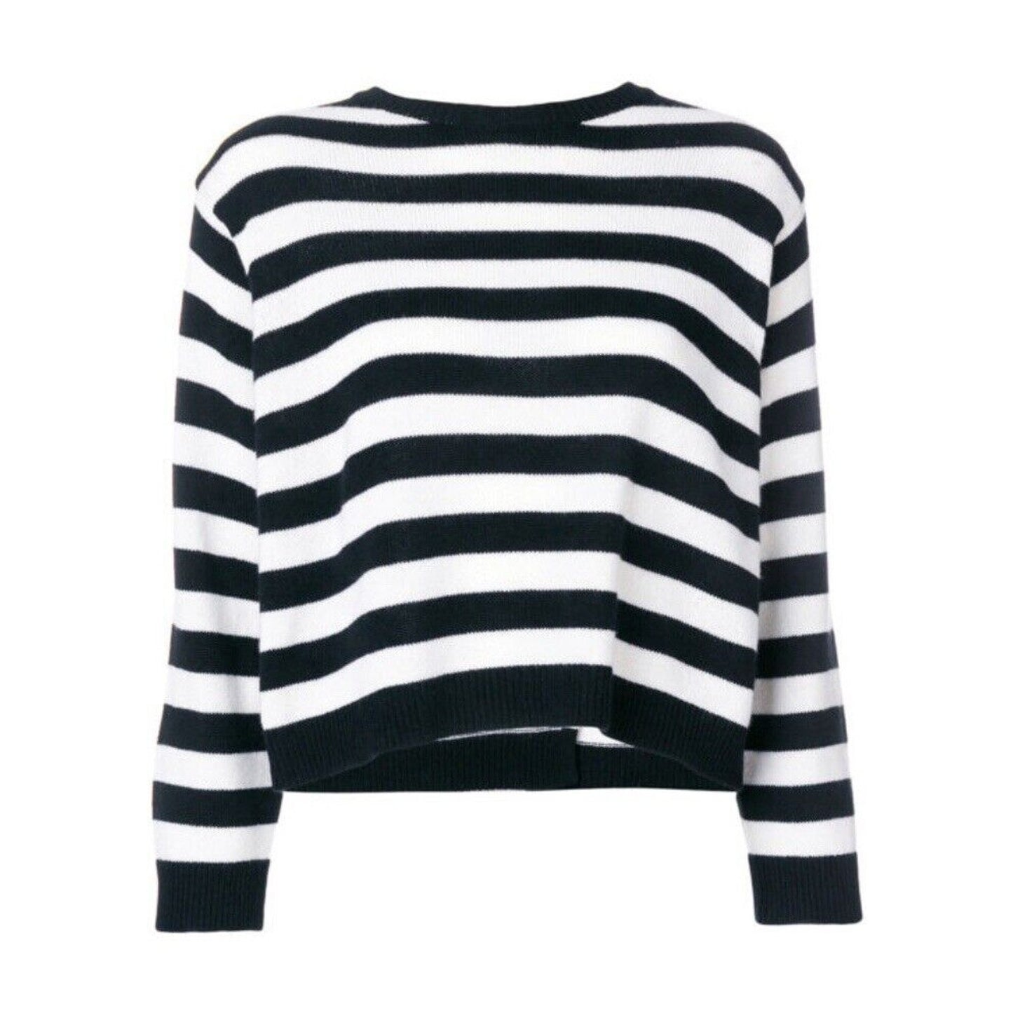 Valentino Off White & Black Horizontal Stripe Open Back Satin Shoulder Tie Top L