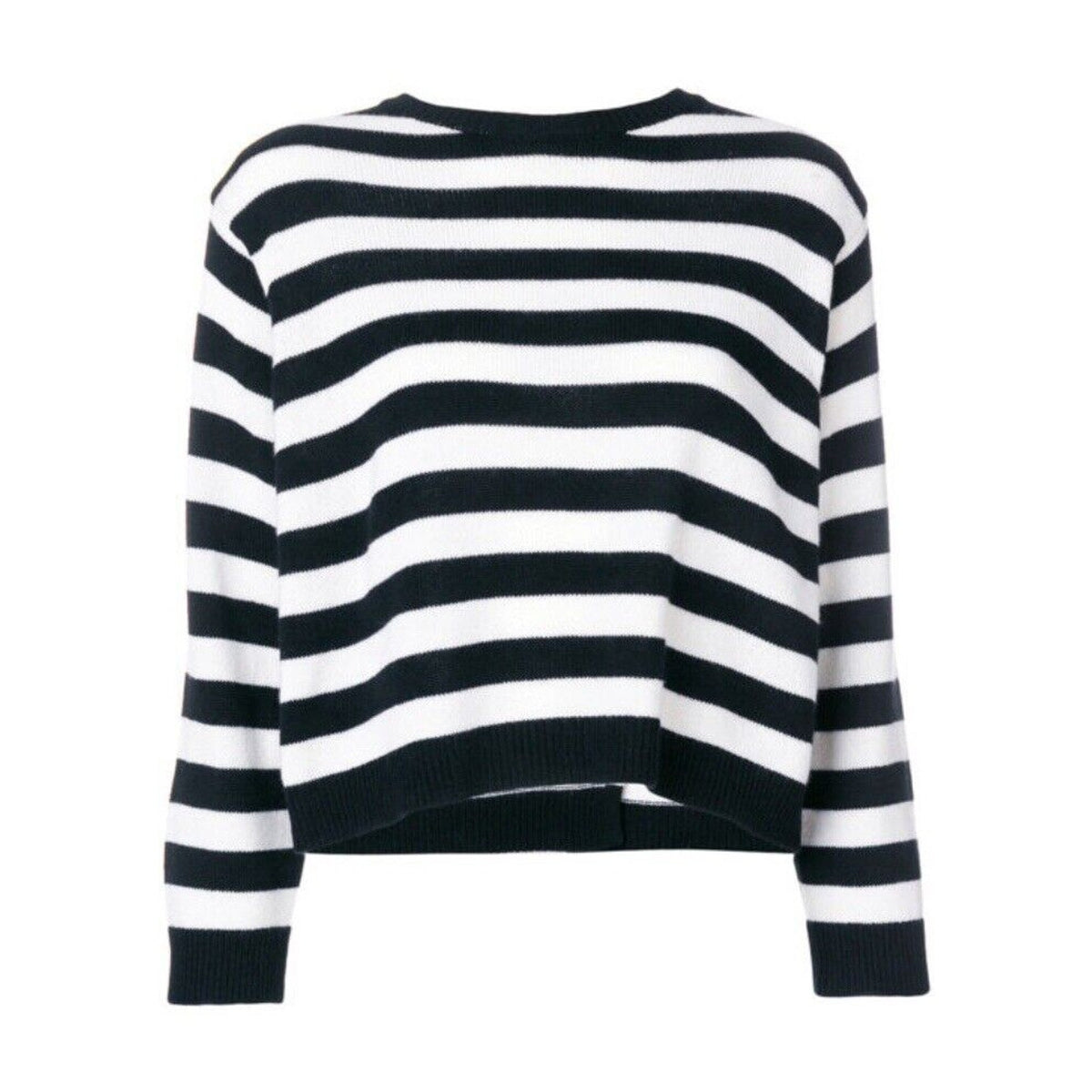 Valentino Off White & Black Horizontal Stripe Open Back Satin Shoulder Tie Top L