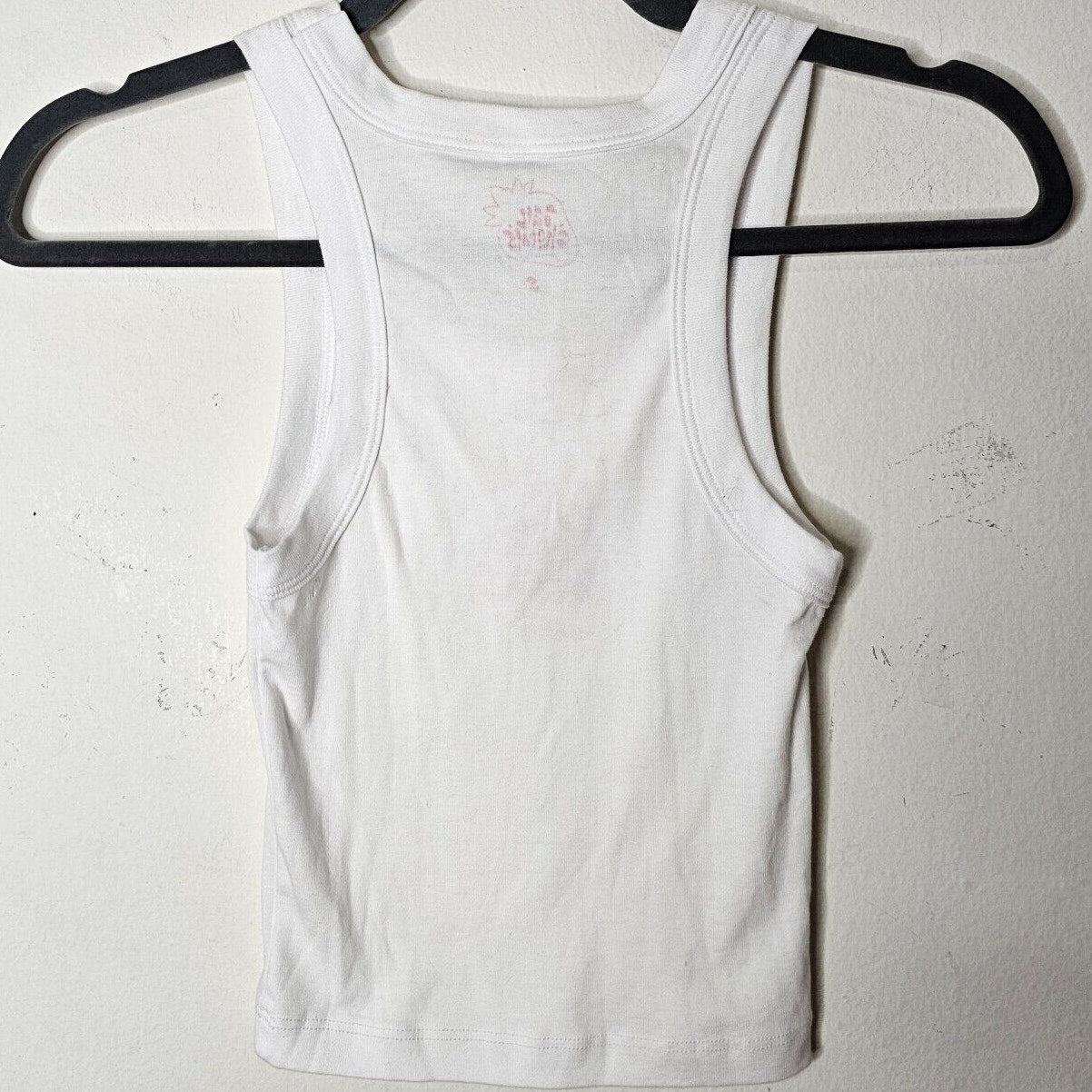 Ian Charms White Crop Scoop Neck Sleeveless Tank Top Red Ian Charms Logo Small