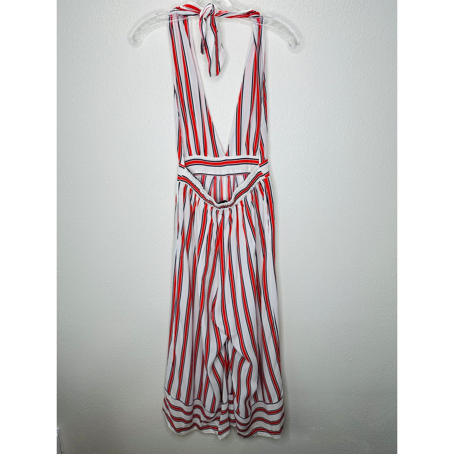 Urban Outfitters Raven White Red Blue Striped Halter Romper Jumpsuit S