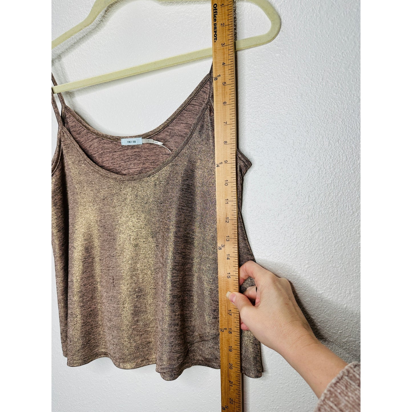 Kimchi Blue Gold Bronze Metallic Round Neck Flowy Tank Top S