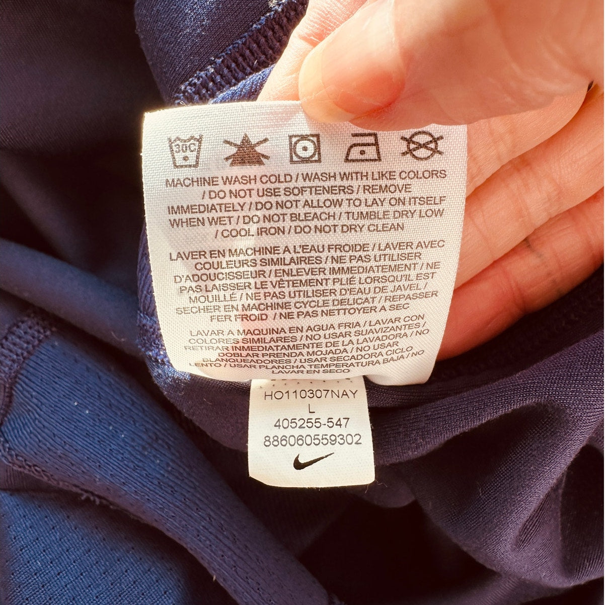 Nike Navy Blue Long Sleeve Round Neck Running Shirt L
