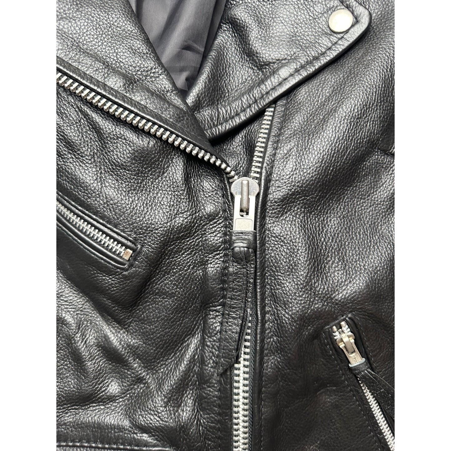 Carrie Hoxton Black Leather Moto Biker Jacket Women’s 14 Belted Zip